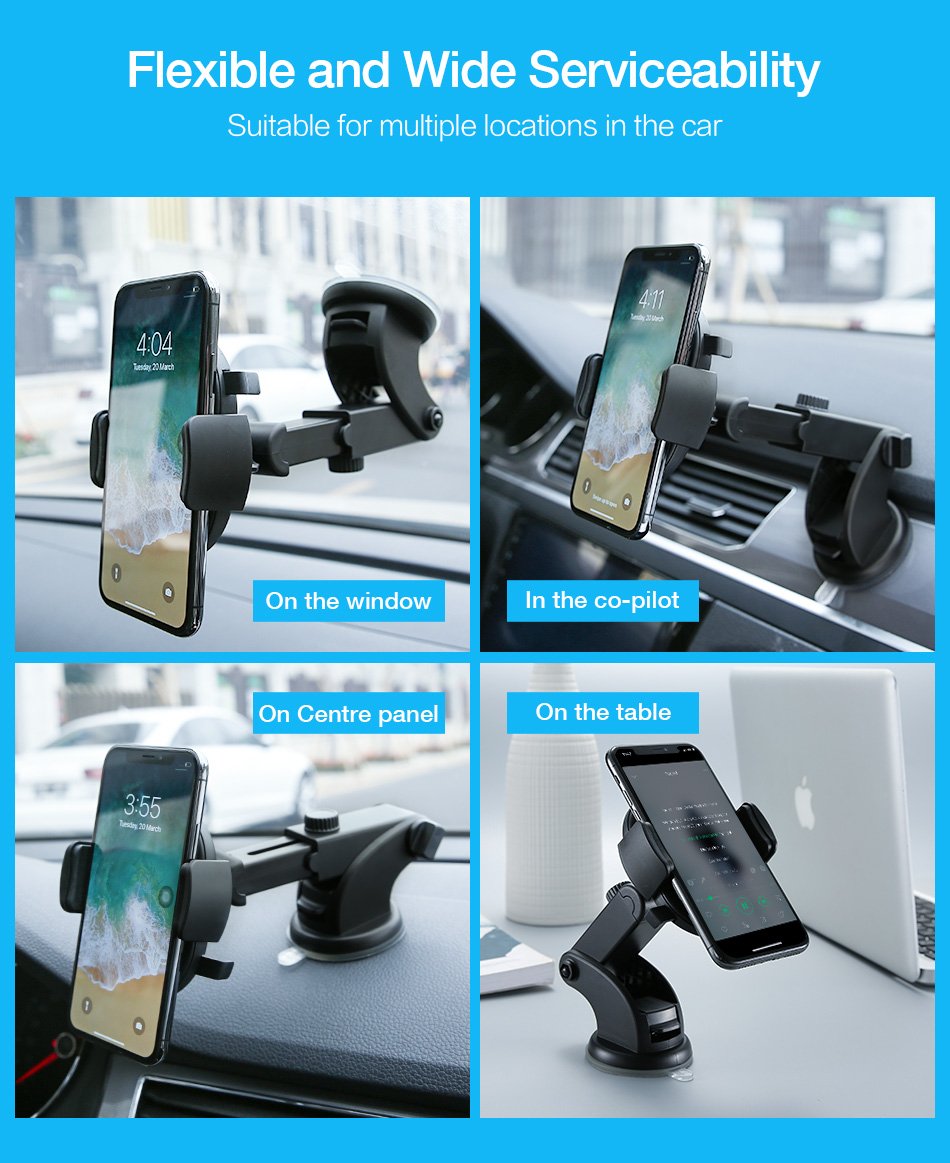 Automatically Locking Windshield Phone Mount, Universal Fit Makelifeasy