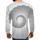 3D Graphic Printed Long Sleeve Shirts Tops Elegant Exaggerated Round Neck White