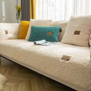 Thick Fuzzy Sherpa Fleece Non-Slip Sofa Cover